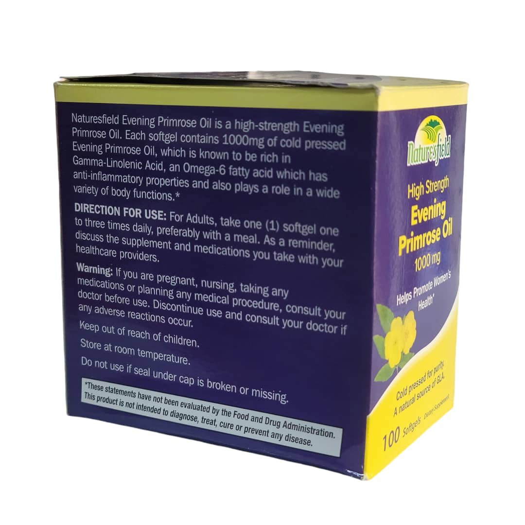 HIGH STRENGTH EVENING PRIMROSE OIL SOFTGELS - 100 SOFTGELS.